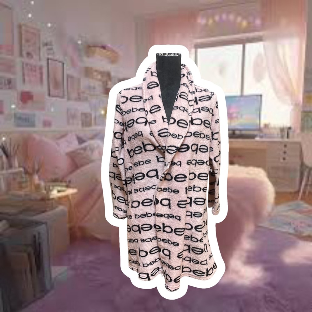 Bebe Pink Plush Lounge Robe